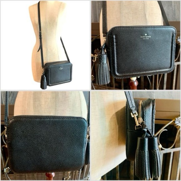 Kate Spade Orchard Street Arla Leather City Scape Crossbody Bag Purse Black EUC - Picture 9 of 16
